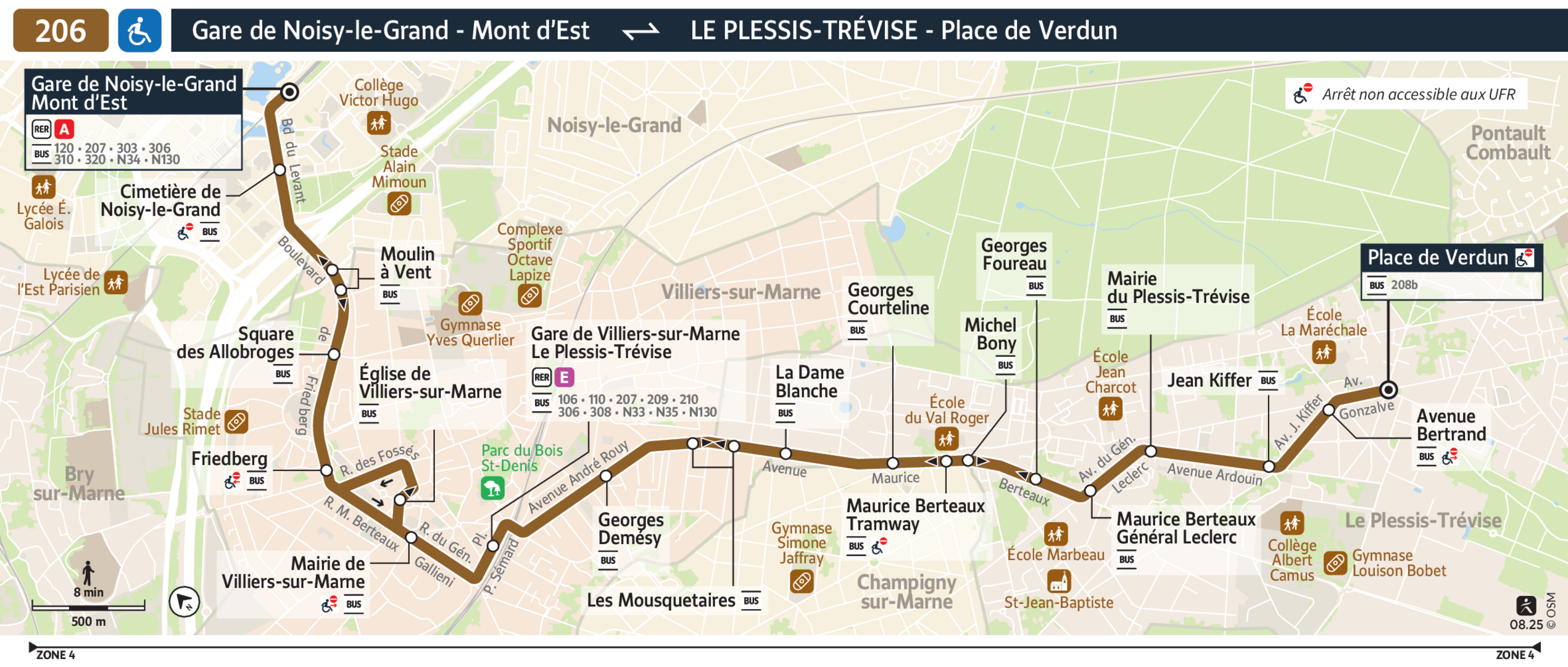 Tracé de la ligne de Bus 206