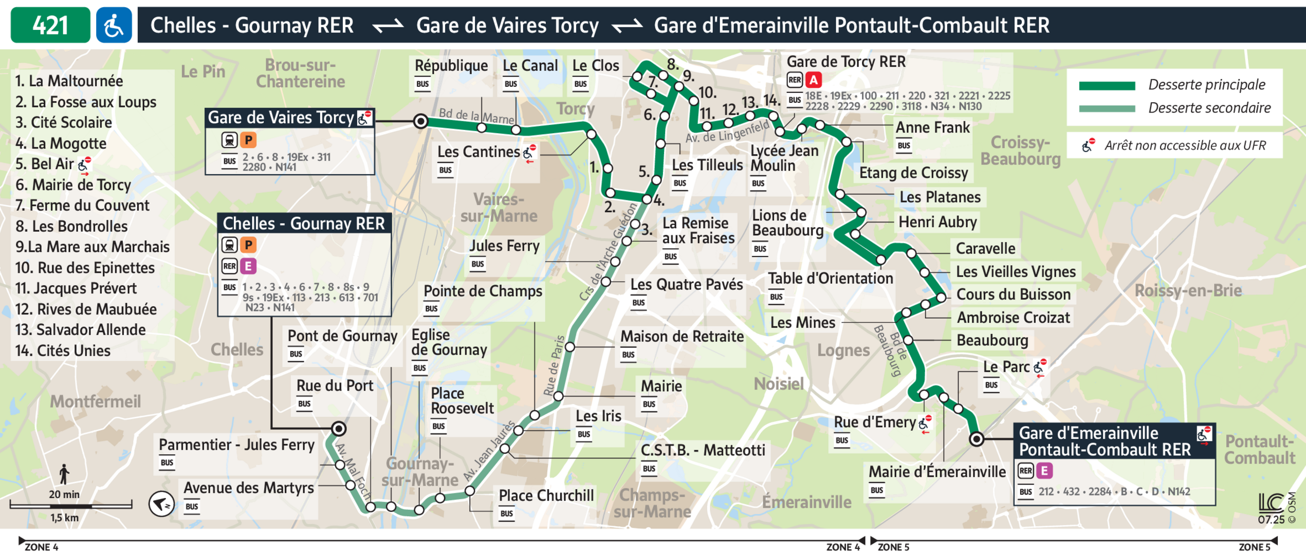 Bus Ligne 421 : plan, arrêts et horaires en temps réel | Bonjour RATP