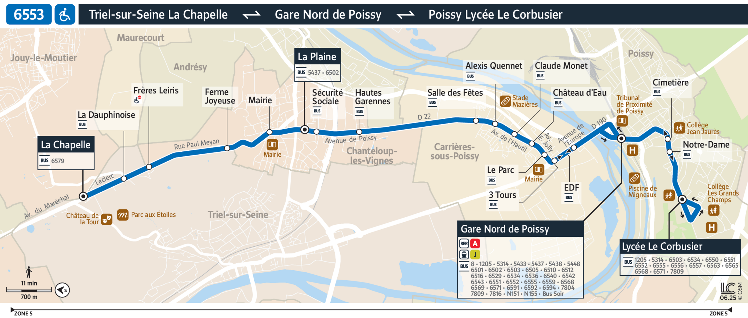Bus Line 6553: map, stops, and real-time schedules | Bonjour RATP