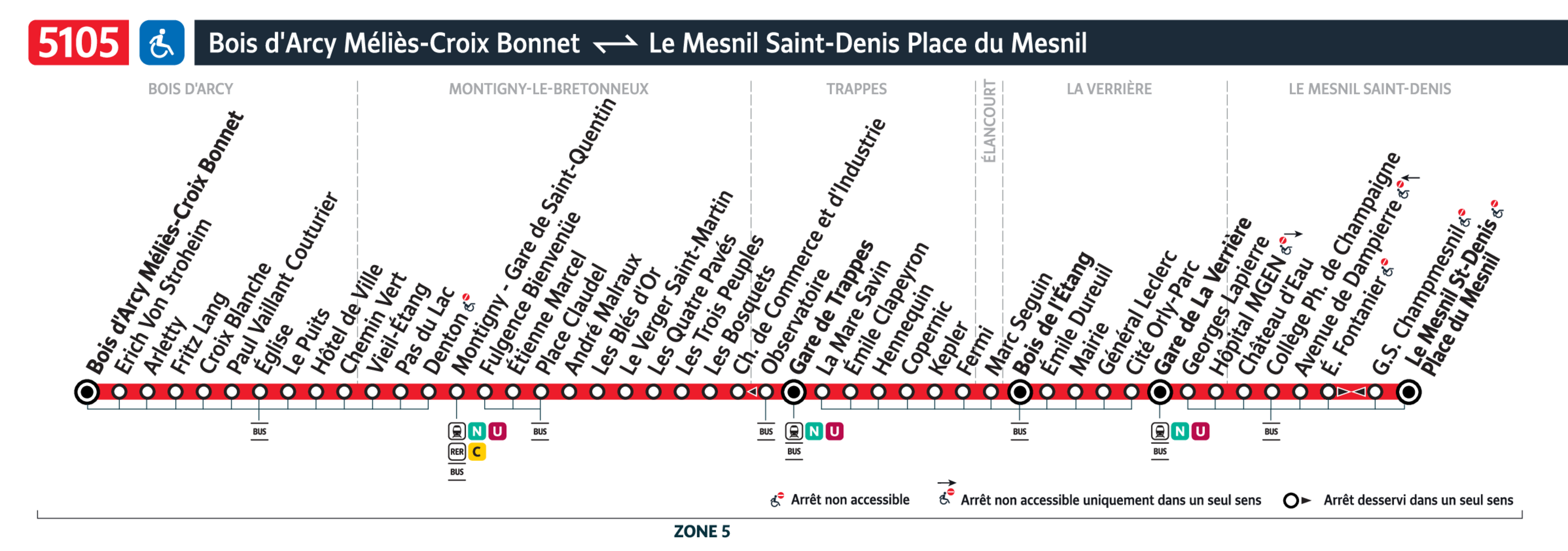 Bus Ligne 5105 : plan, arrêts et horaires en temps réel | Bonjour RATP