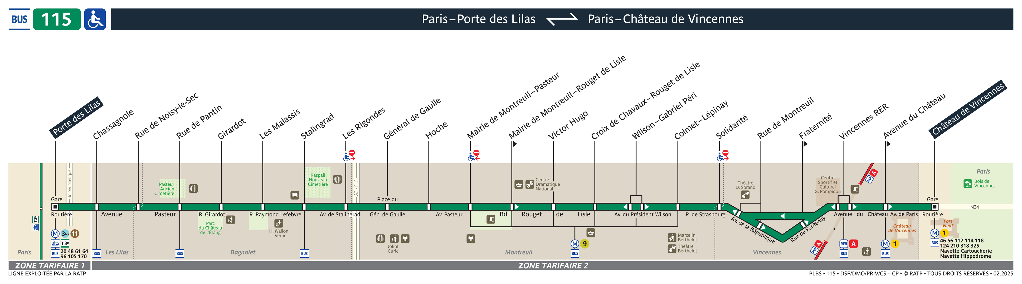 Bus Line 115: map, stops, and real-time schedules | Bonjour RATP