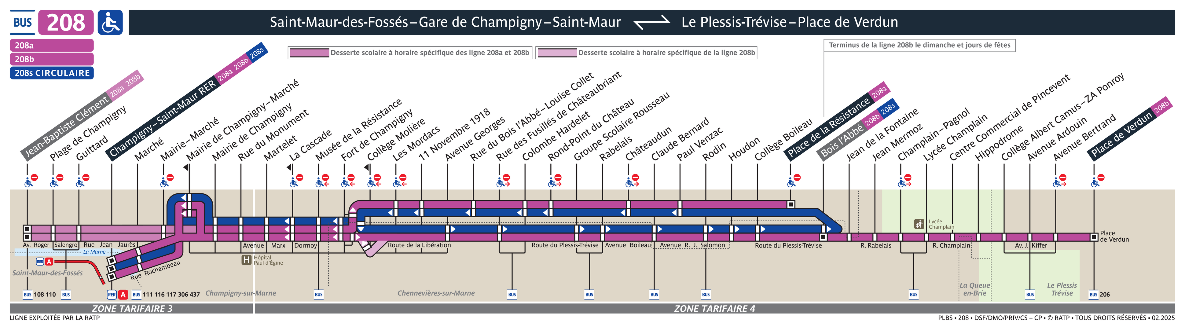 Bus Ligne 208 : plan, arrêts et horaires en temps réel | Bonjour RATP
