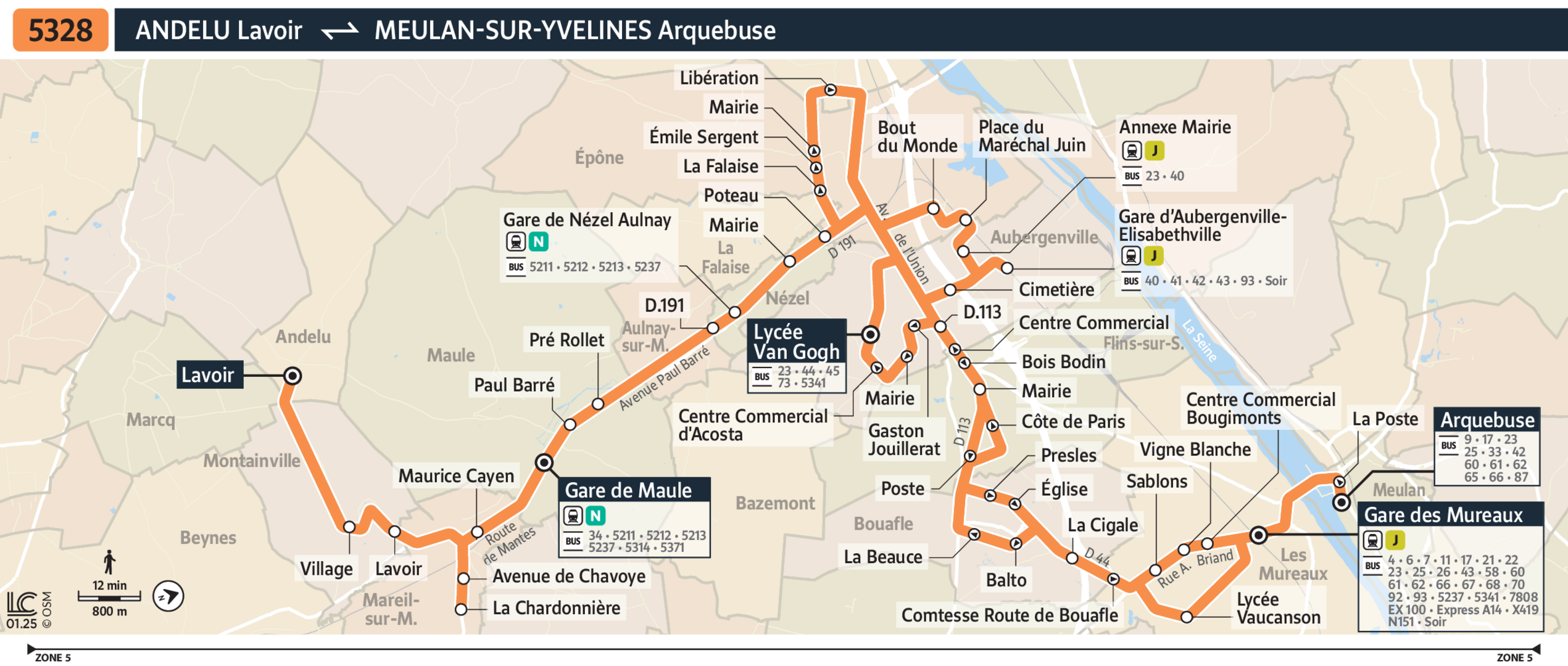 Bus Line 5328: map, stops, and real-time schedules | Bonjour RATP