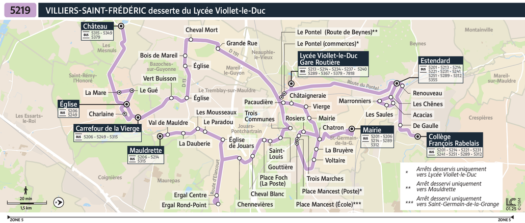 Tracé de la ligne de Bus 5219