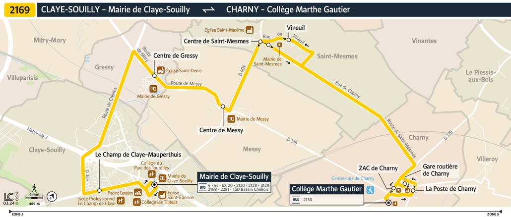 Tracé de la ligne de Bus 2169