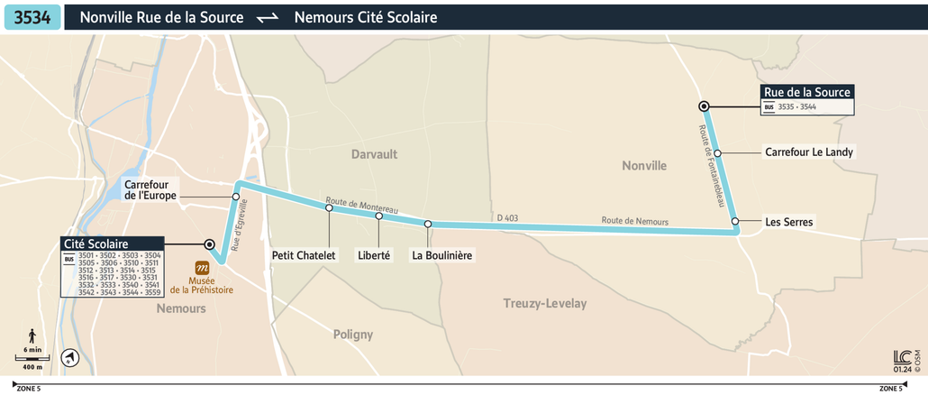 Tracé de la ligne de Bus 3534