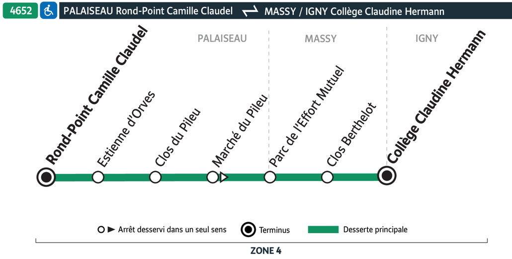 Bus line route 4652