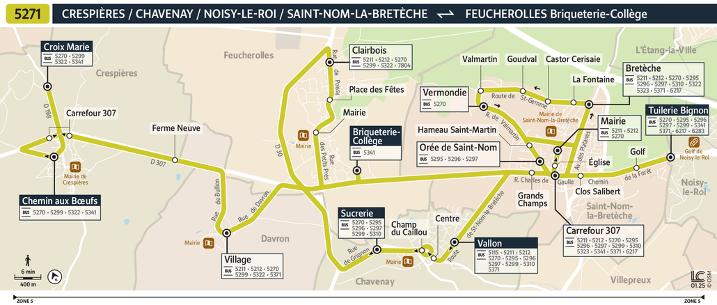 Tracé de la ligne de Bus 5271