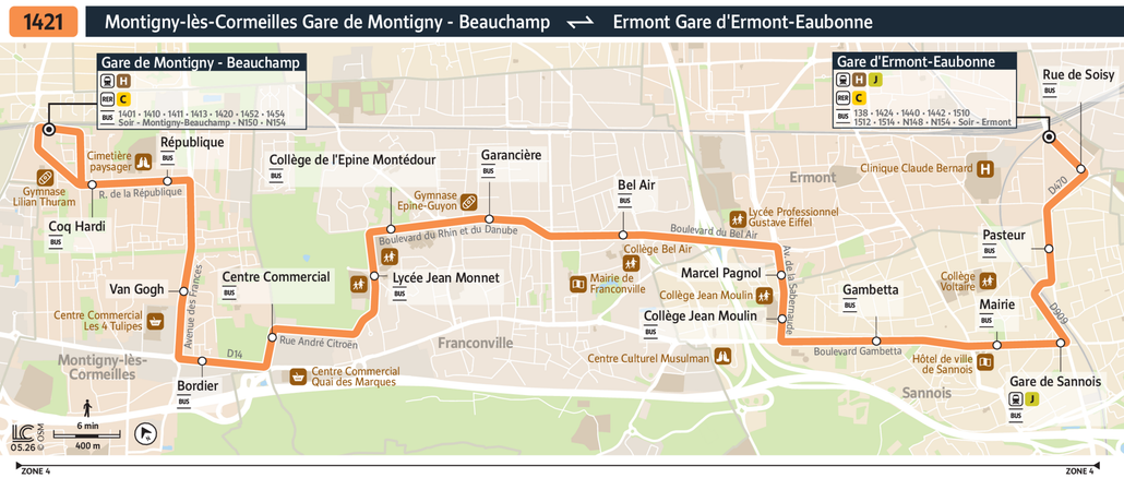 Bus line route 1421