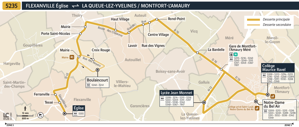 Tracé de la ligne de Bus 5235