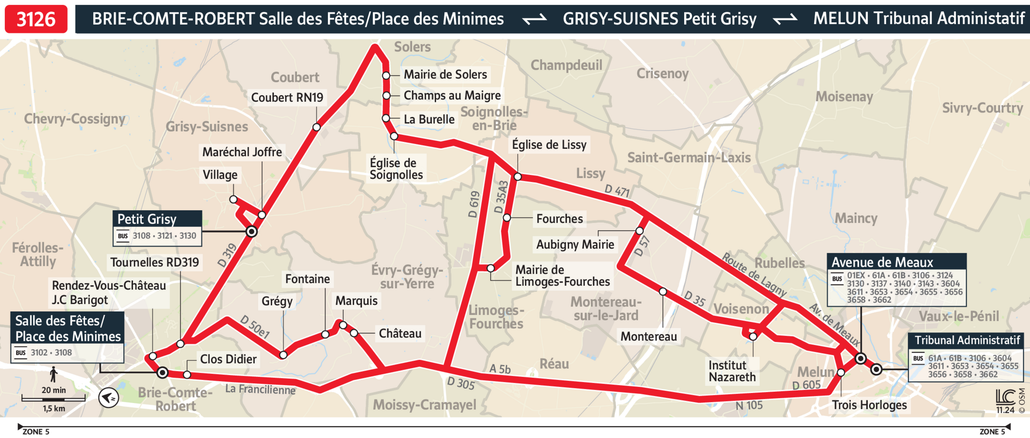Bus line route 3126