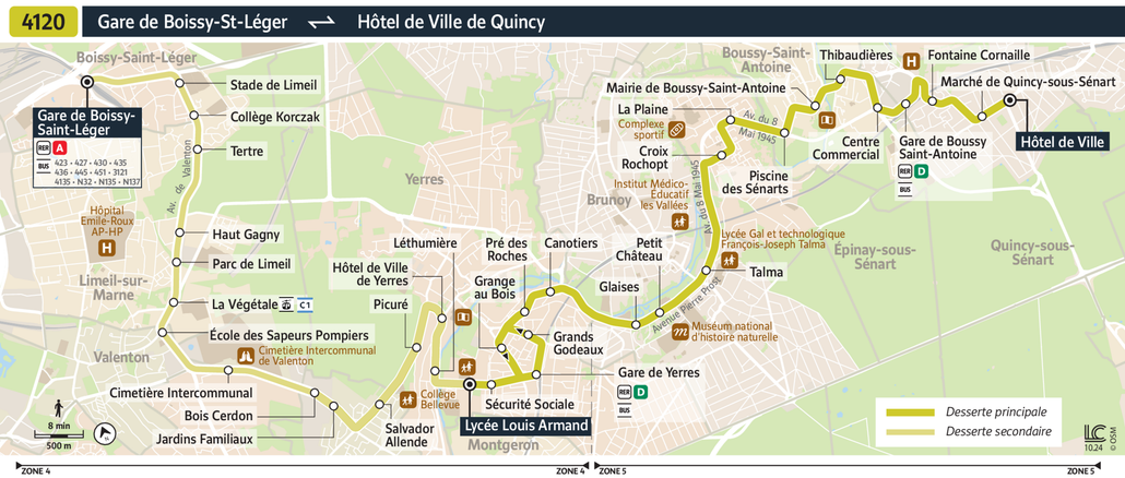 Tracé de la ligne de Bus 4120