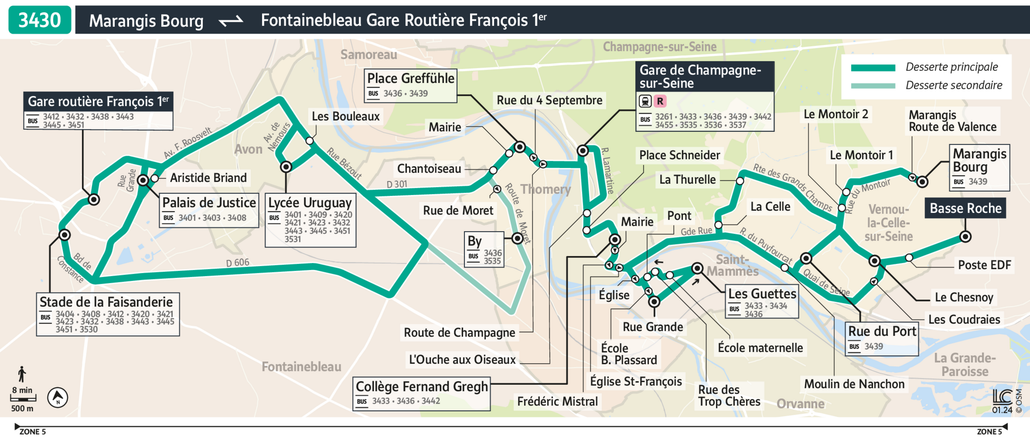 Tracé de la ligne de Bus 3430