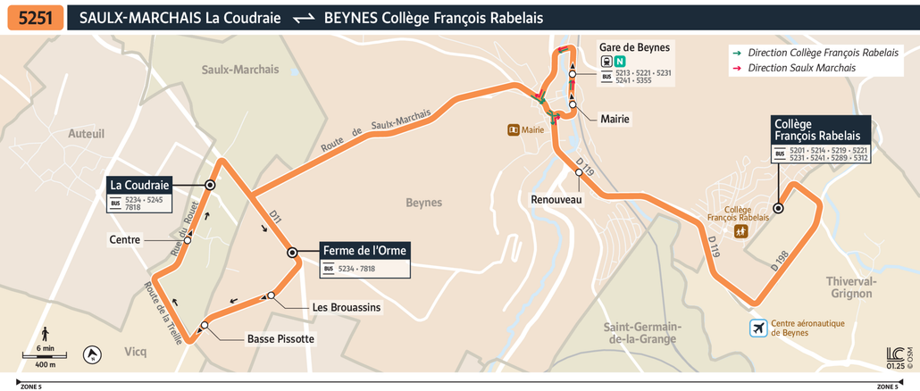 Tracé de la ligne de Bus 5251