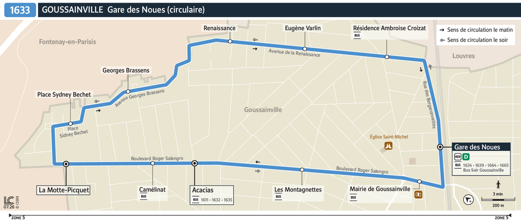 Tracé de la ligne de Bus 33