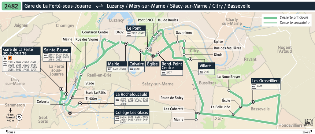 Tracé de la ligne de Bus 2482