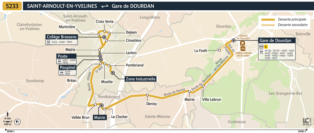 Tracé de la ligne de Bus 5233