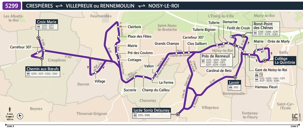 Tracé de la ligne de Bus 5299