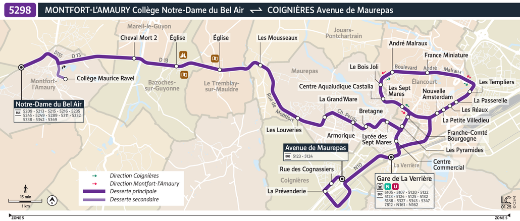 Tracé de la ligne de Bus 5298