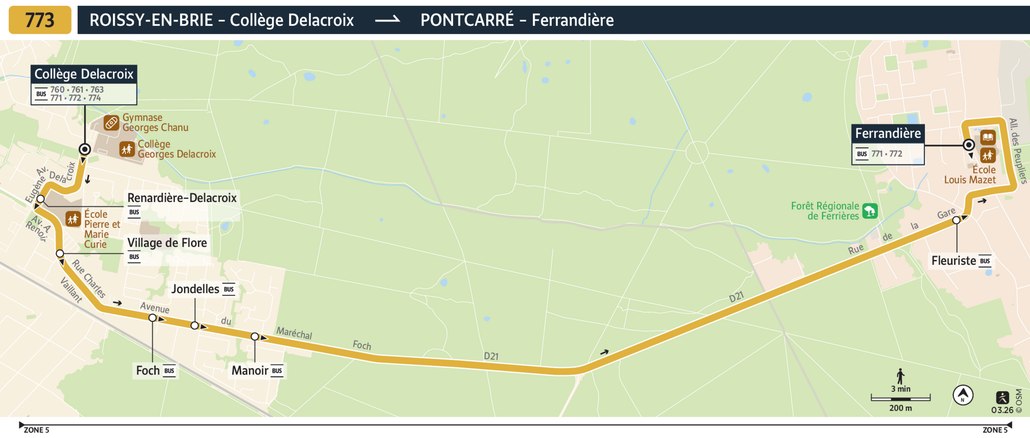 Tracé de la ligne de Bus 773