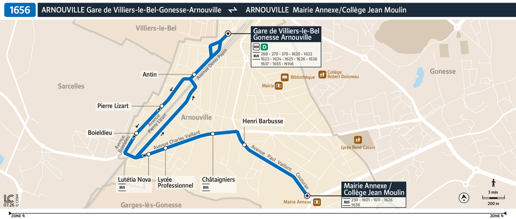 Tracé de la ligne de Bus 1656