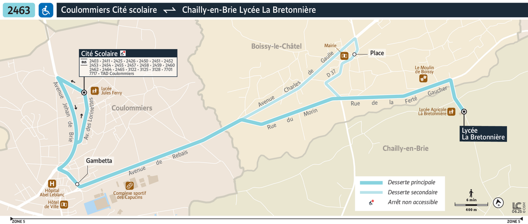 Tracé de la ligne de Bus 2463