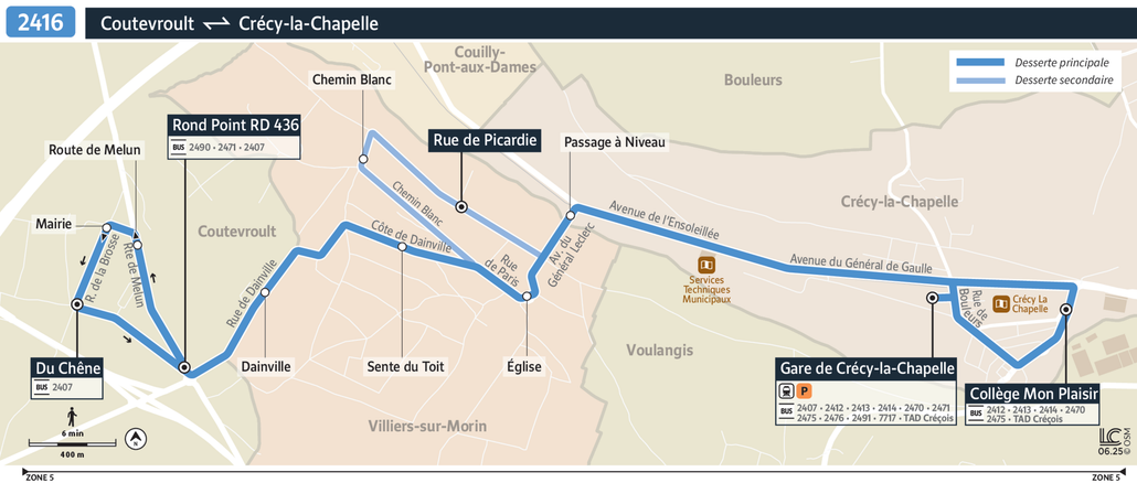 Tracé de la ligne de Bus 2416