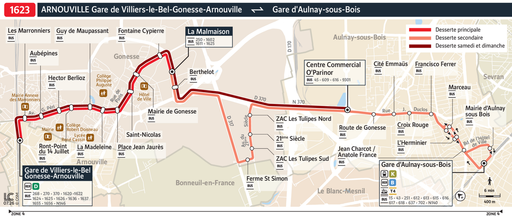 Tracé de la ligne de Bus 23