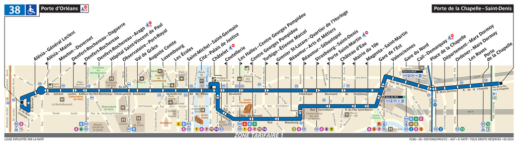 Tracé de la ligne de Bus 38