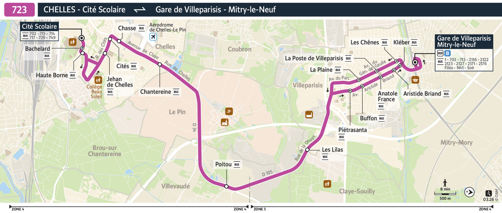 Tracé de la ligne de Bus 723