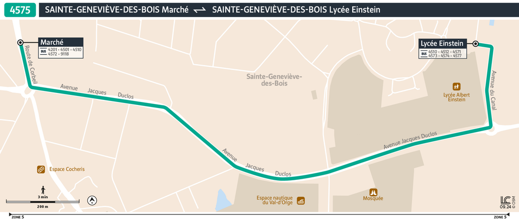 Tracé de la ligne de Bus 4575