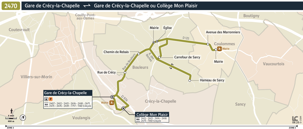 Tracé de la ligne de Bus 2470