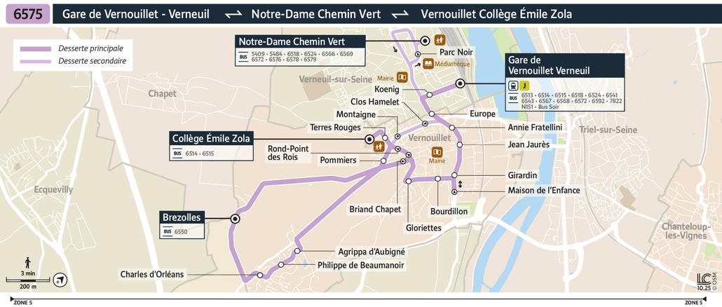 Tracé de la ligne de Bus 6575