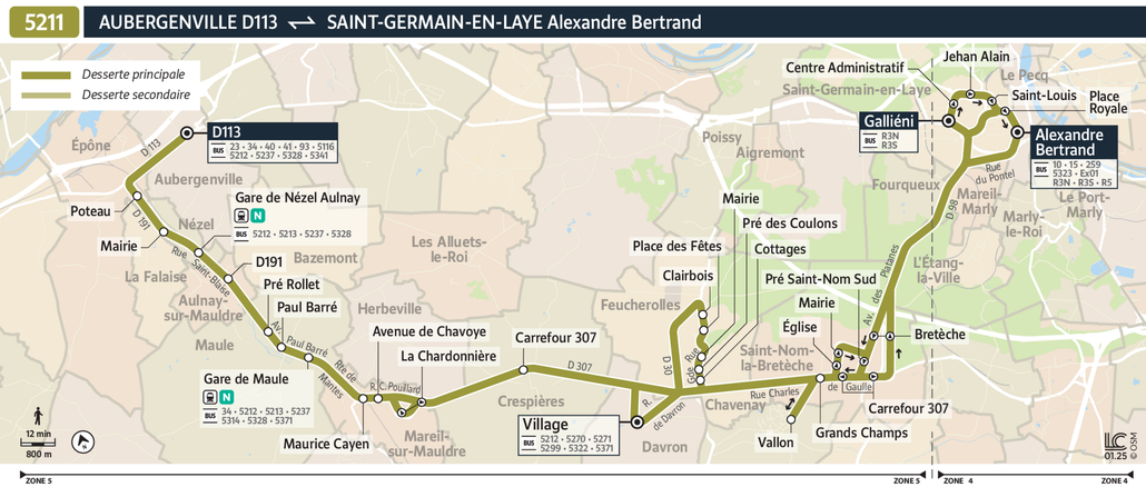 Tracé de la ligne de Bus 5211