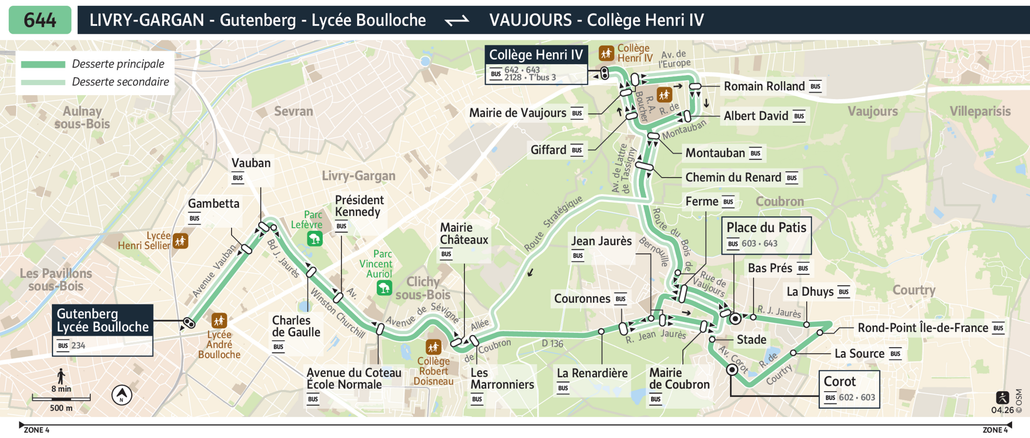 Tracé de la ligne de Bus 644