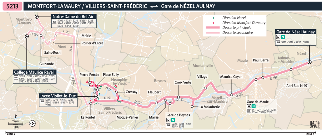 Tracé de la ligne de Bus 5213