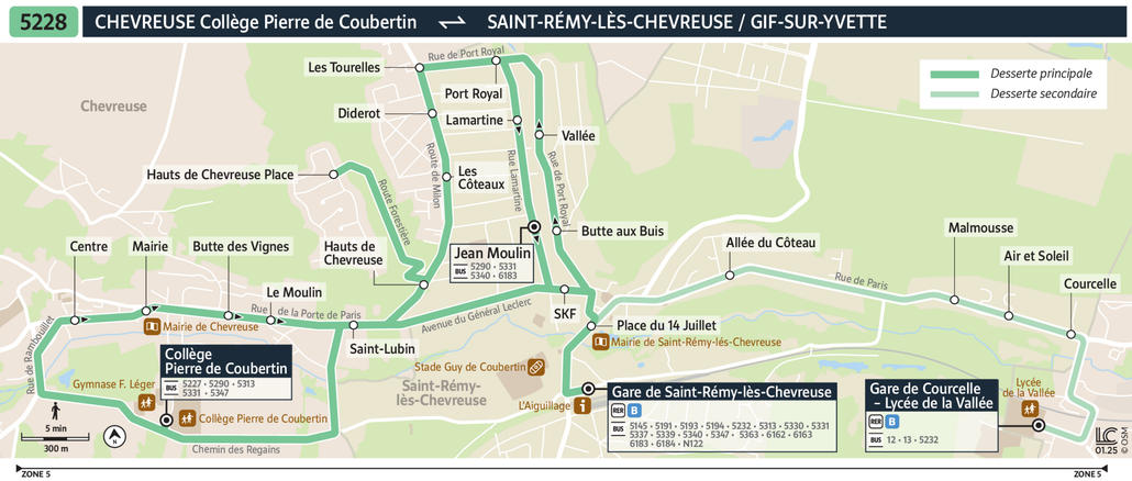 Tracé de la ligne de Bus 5228