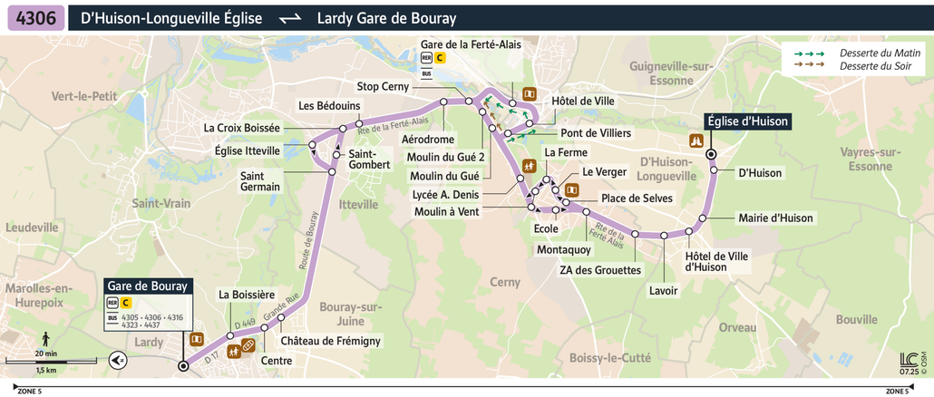 Bus Line 4306: map, stops, and real-time schedules | Bonjour RATP