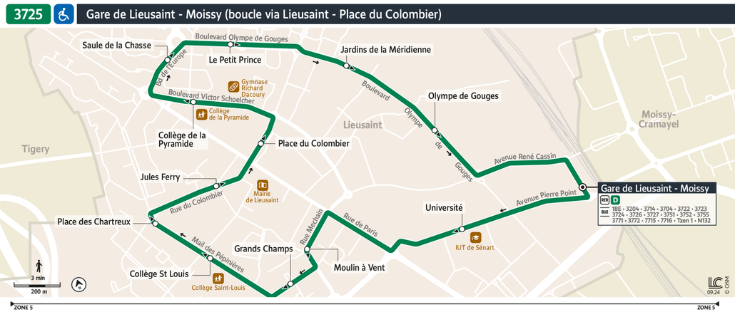 Bus line route 3725