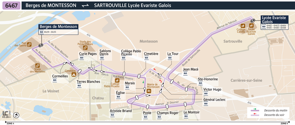 Tracé de la ligne de Bus 6467