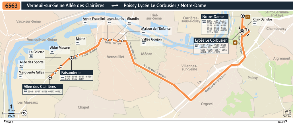 Tracé de la ligne de Bus 6563