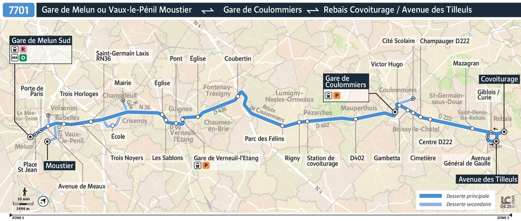 Tracé de la ligne de Bus 7701
