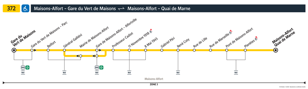 Tracé de la ligne de Bus 372