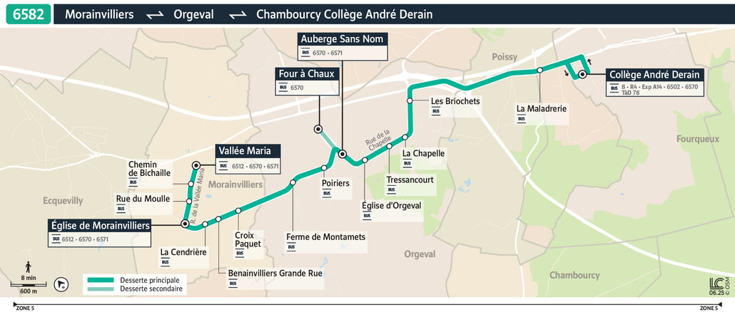 Tracé de la ligne de Bus 6582