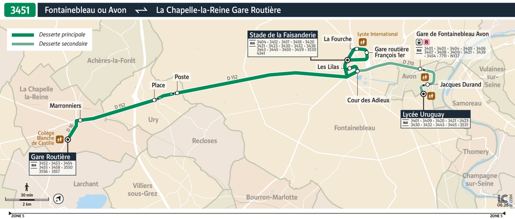 Tracé de la ligne de Bus 3451