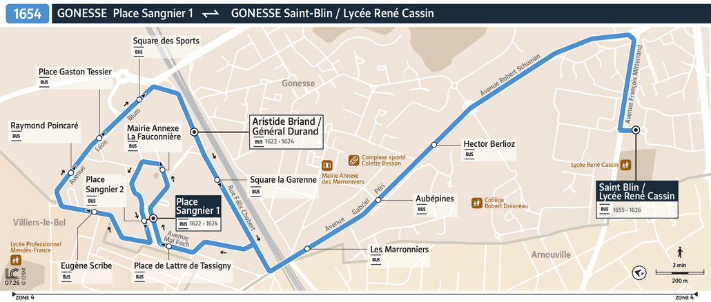 Bus line route 1654