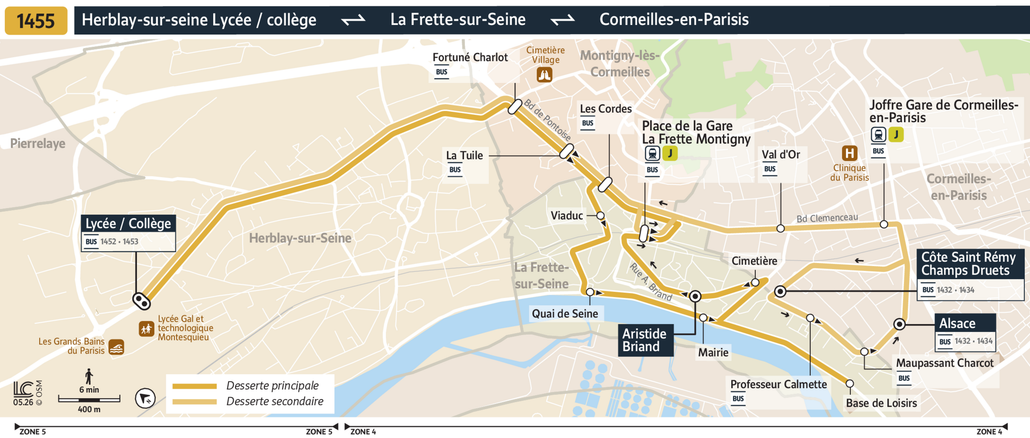 Tracé de la ligne de Bus 1455