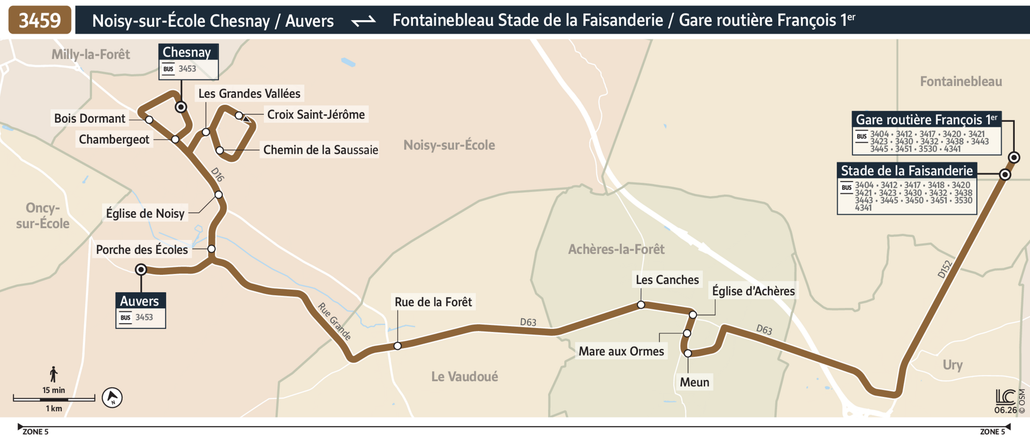 Tracé de la ligne de Bus 3459