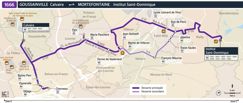 Tracé de la ligne de Bus 1666