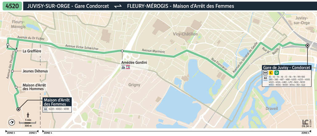 Tracé de la ligne de Bus 4520